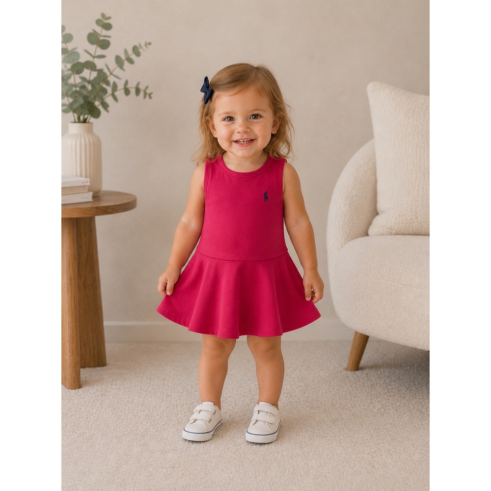 Polo Ralph Lauren Dress 2T Drk Pink‎ Sleeveless Fit Flare Preppy